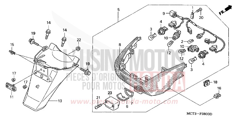 TAILLIGHT/REAR FENDER for Silver Wing FORCE SILVER METALLIC (NH411) from 2004